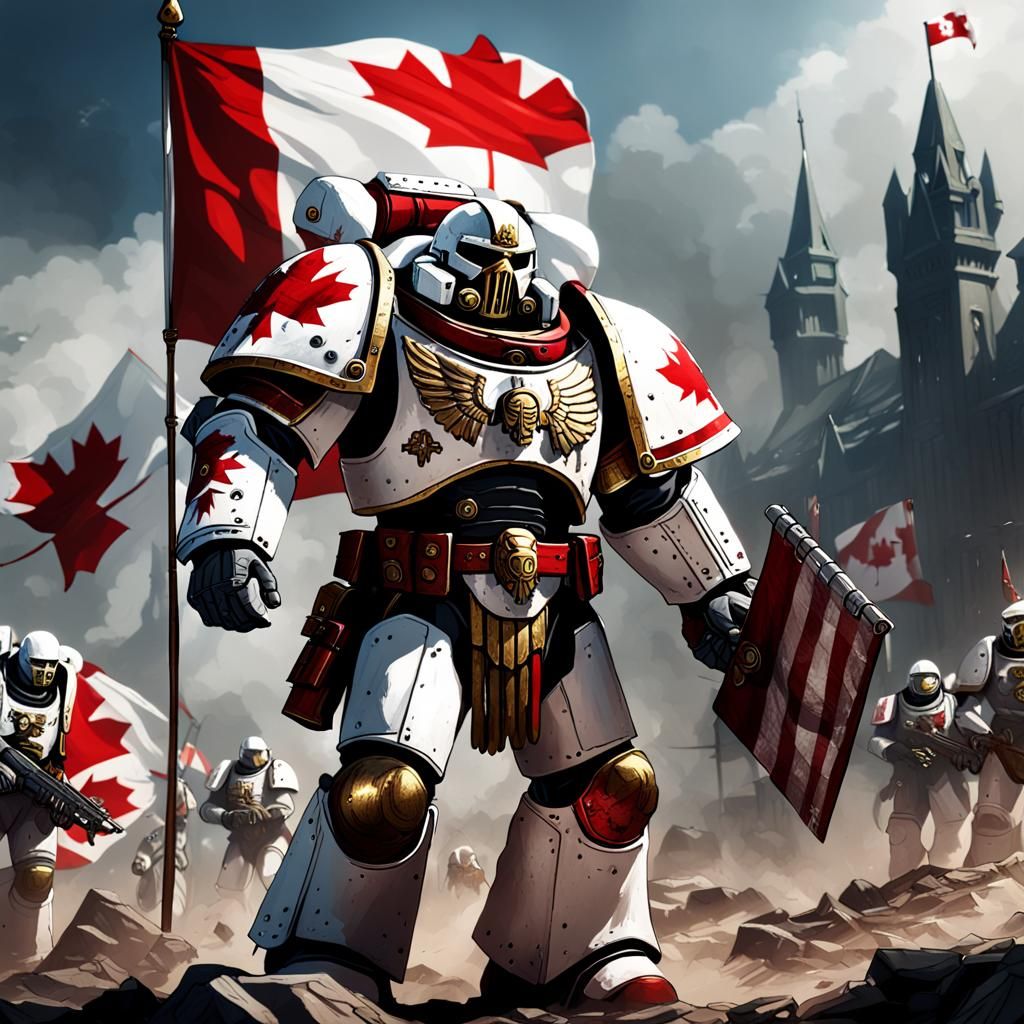 Warhammer 40k Space Marine with Canadian Flag