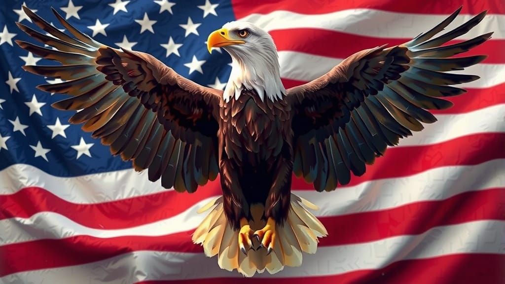 Majestic Bald Eagle Against the American Flag