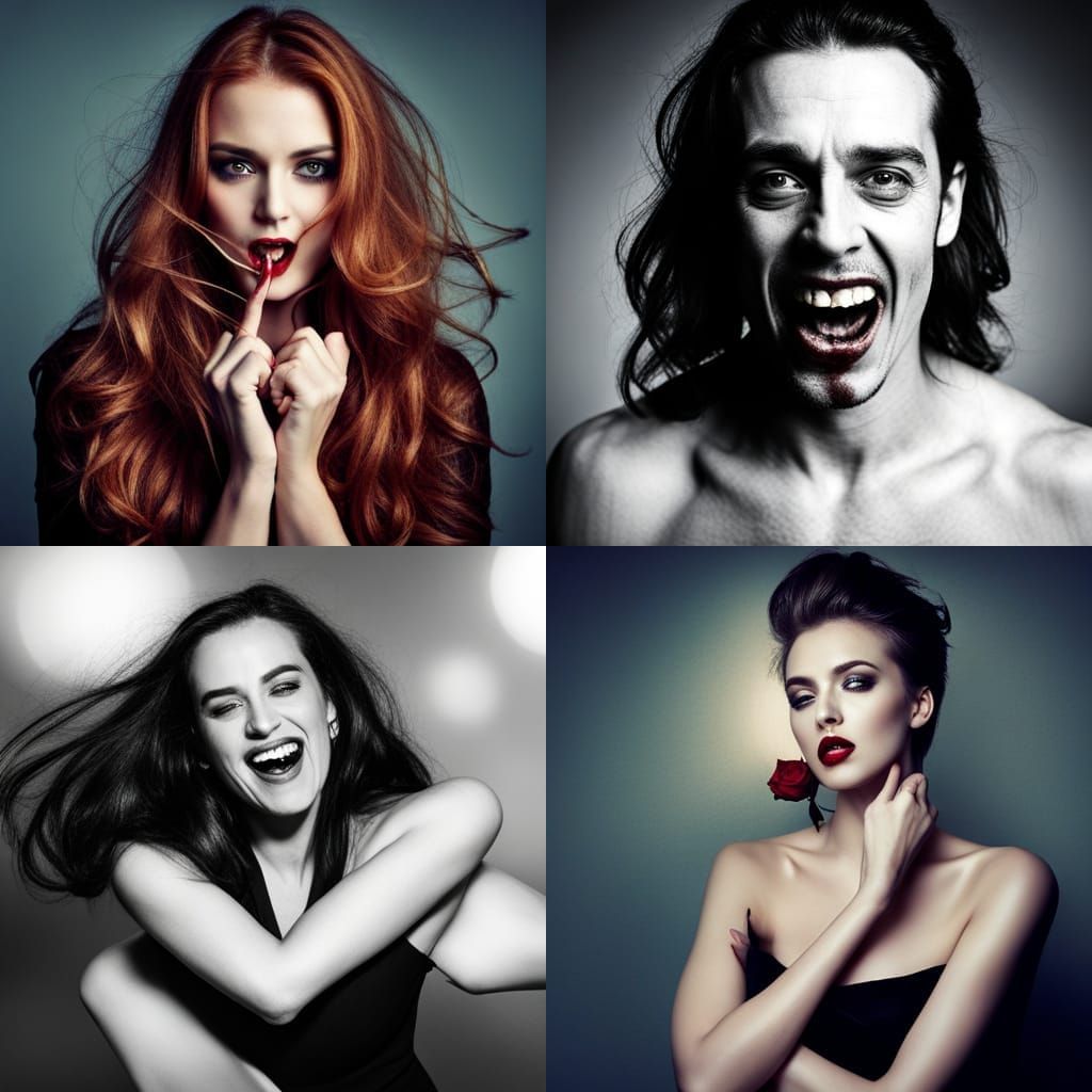 Horrific Vampire Smile with Bloody Fangs