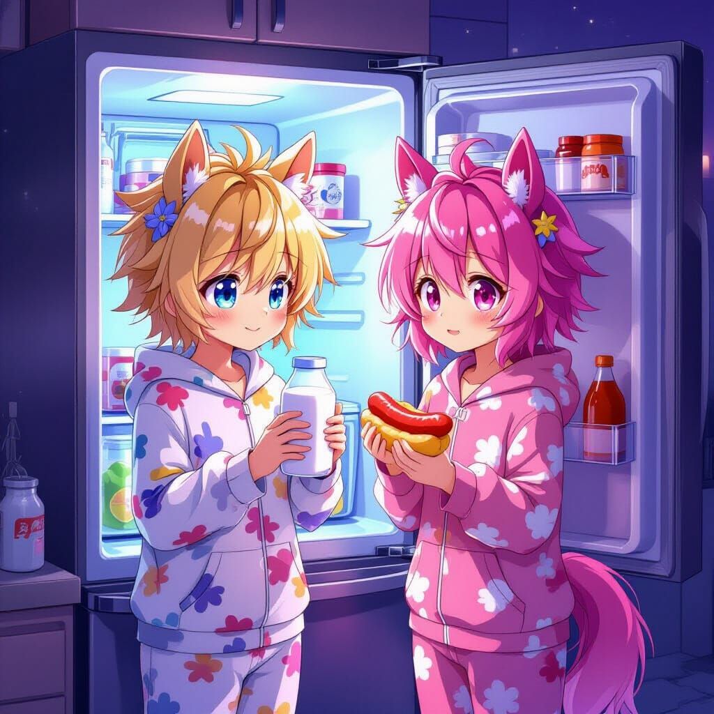 Anime Boys with Horse Ears in Studio Trigger Style