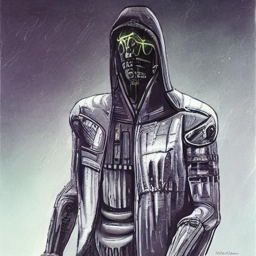 Cyberpunk Asian Woman Overlooking Dystopian City