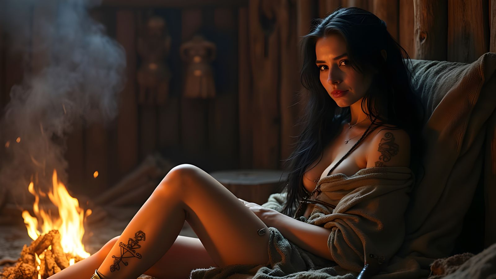 Mystical Norse Goddess by Flickering Firelight