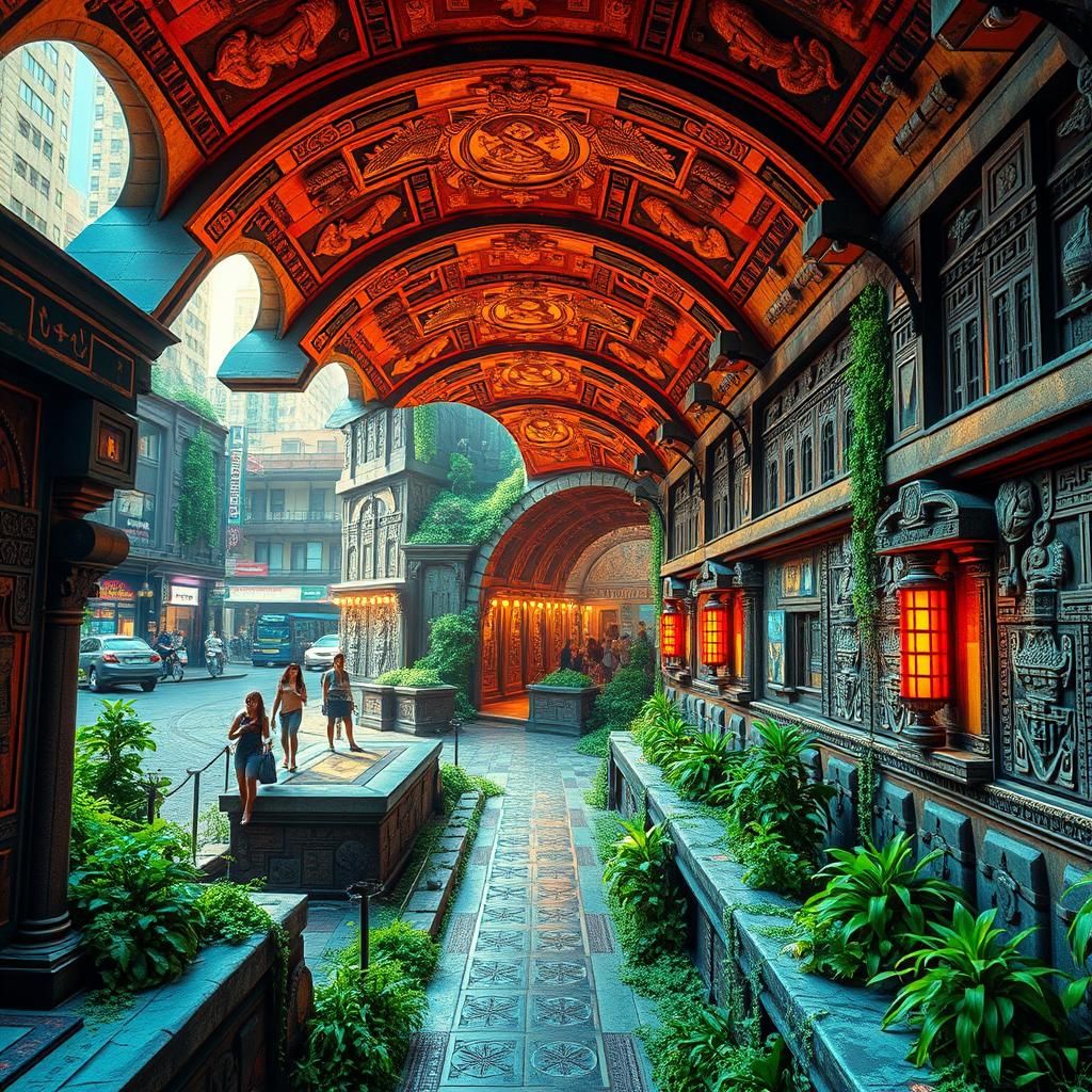 Pre-Columbian Subway Station in Pop Art Style