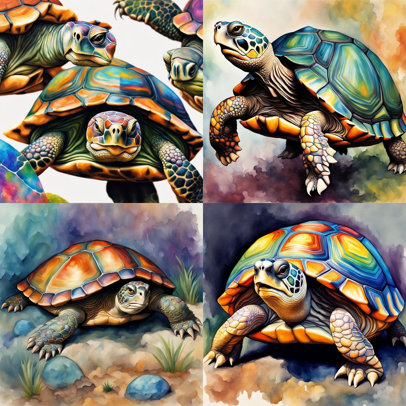 Colorful Turtle Digital Art Illustration