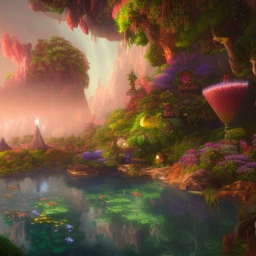 Fantastical Paradise Heaven: Detailed Matte Painting