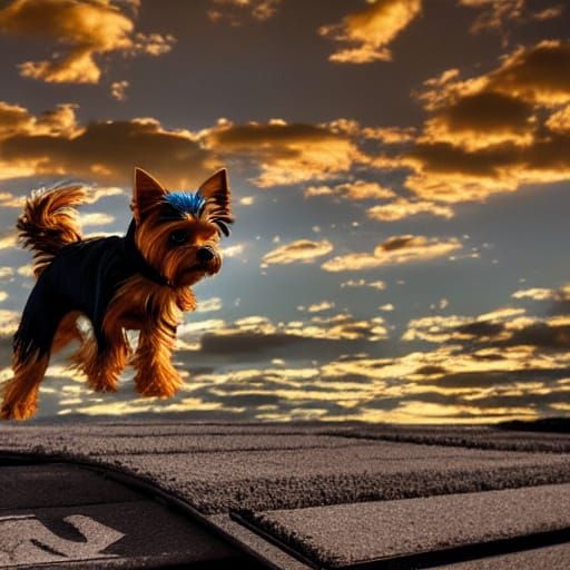 Habanero-Yorkie Soars Through Blue Sky in Cinematic Film Sti...