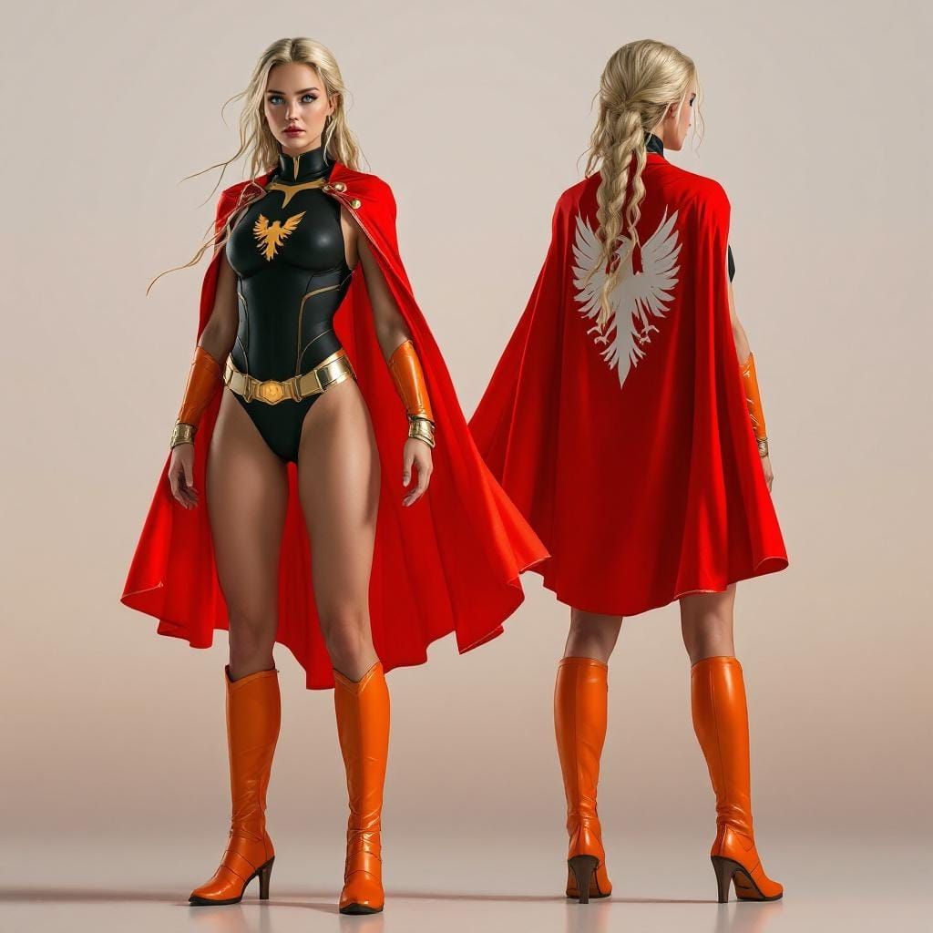 Polish Superheroine Artwork: Front & Back View