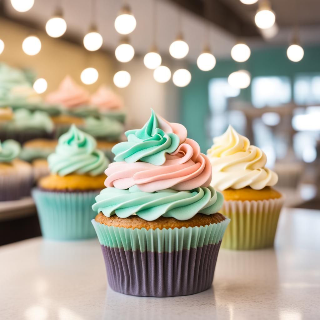 Pastel Cupcake in a Cupcake Shop