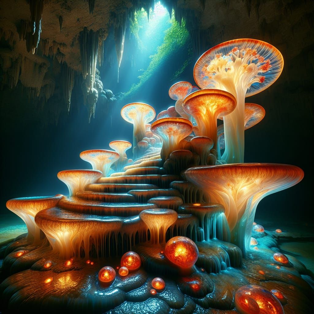 Underground Waterfall of Molten Glass