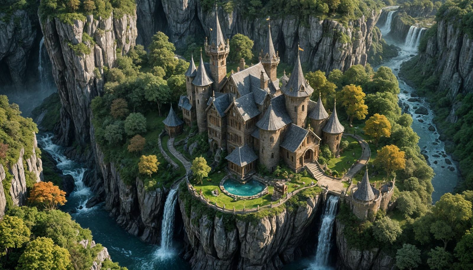 Rustic Elven Castle Cottage by Waterfall Gorge