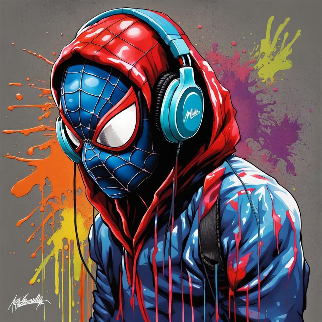 Spider-Man Miles Morales in Graffiti Art Style