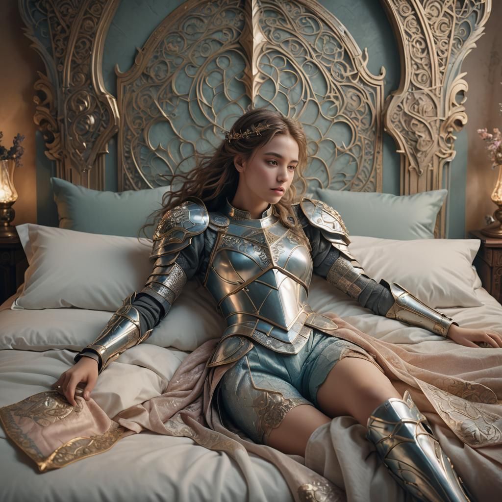 Dreamy Armor Knightess in Whimsical Dreamscape