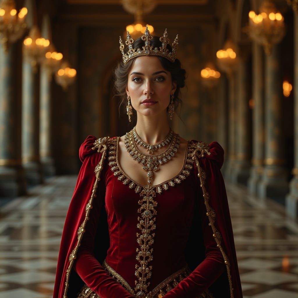Regal Queen in Dramatic Renaissance Portrait