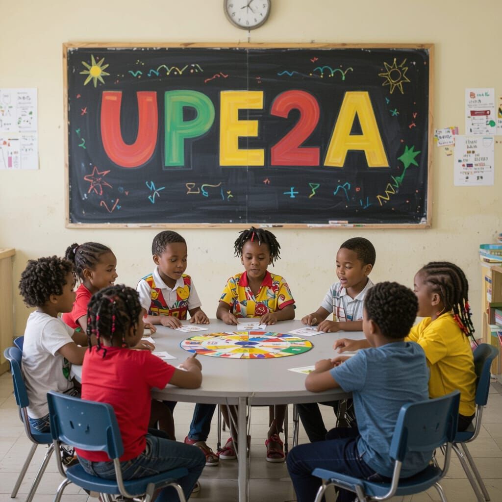 African Schoolchildren Play Game as Pixar Animation