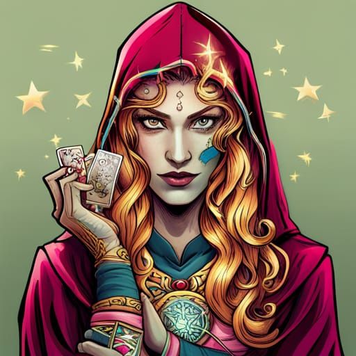 Tiefling Rogue with Tarot Cards: Dark Fantasy Art