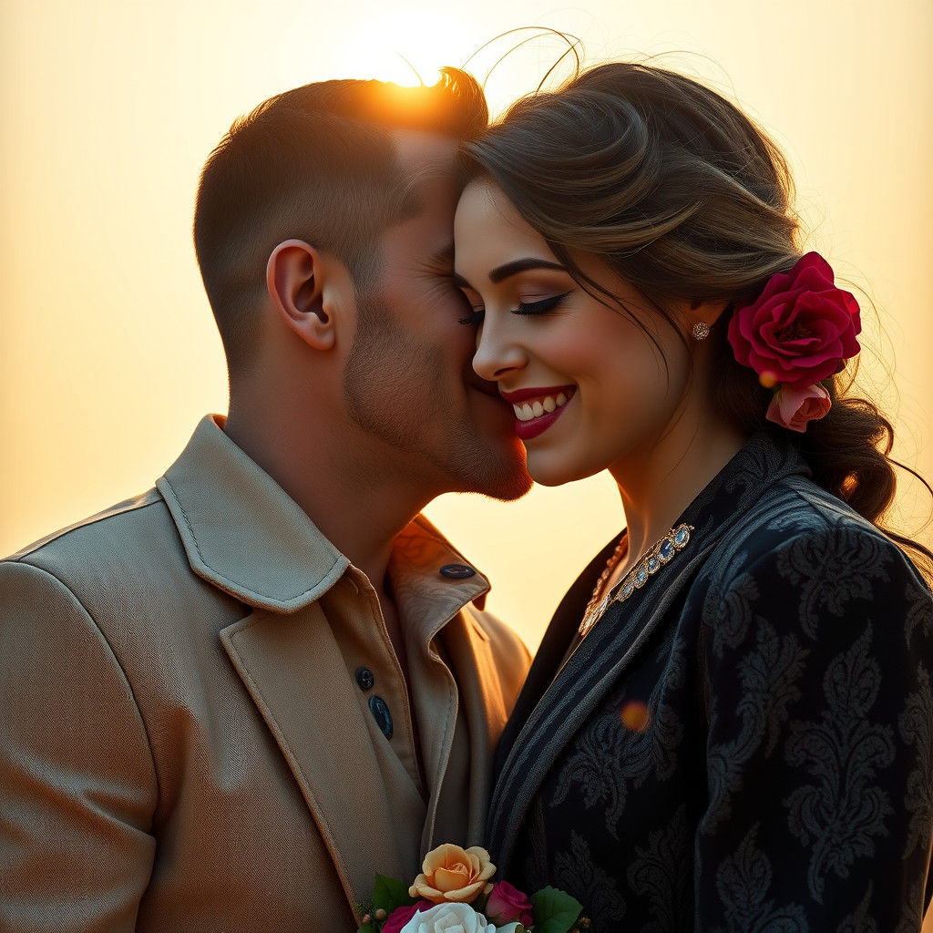 Italian Man and Persian Woman in Hyperrealistic Portrait