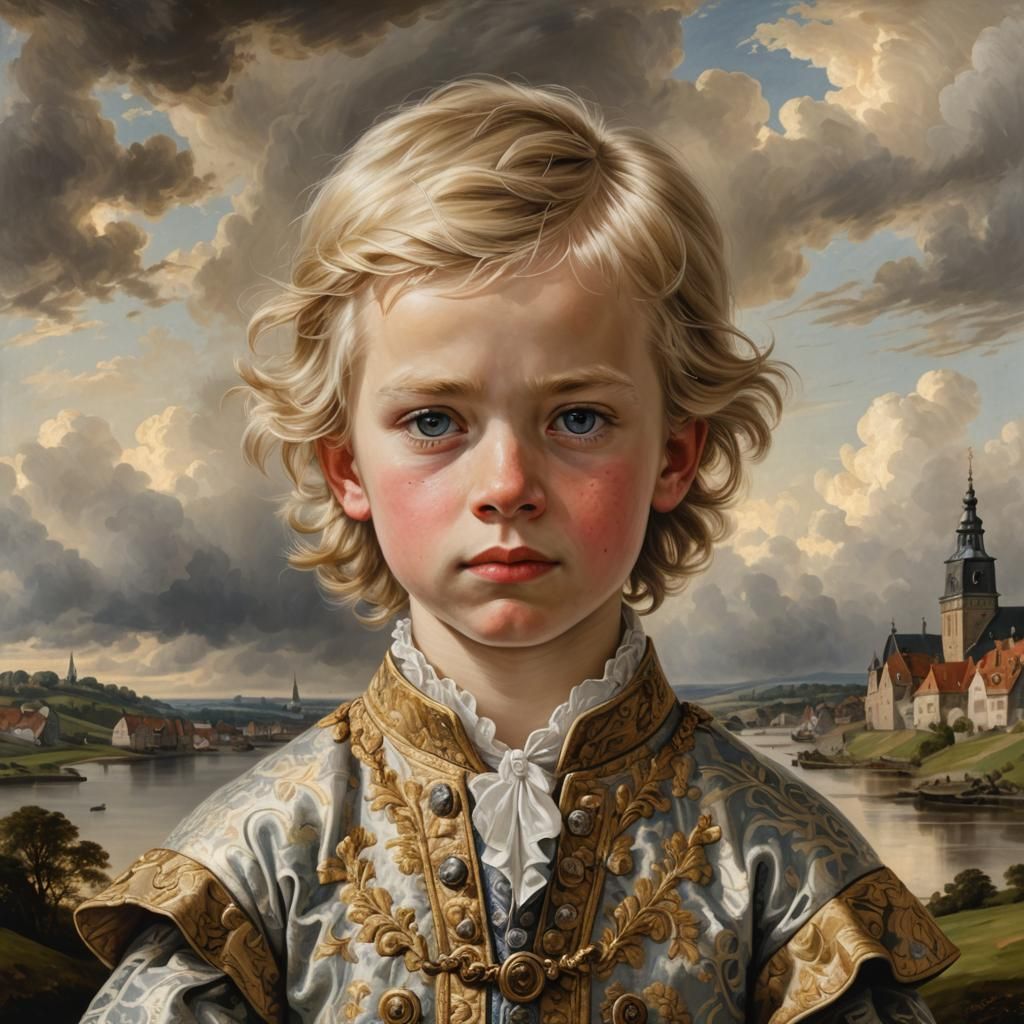 Baroque Portrait of Young Boy in 18th Century Denmark