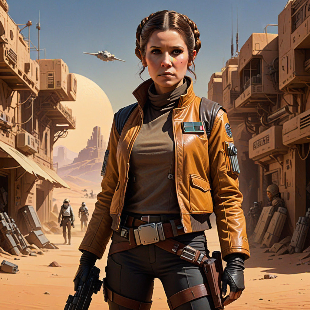 A Heroic Princess Leia Stands Tall on Desolate Tatooine