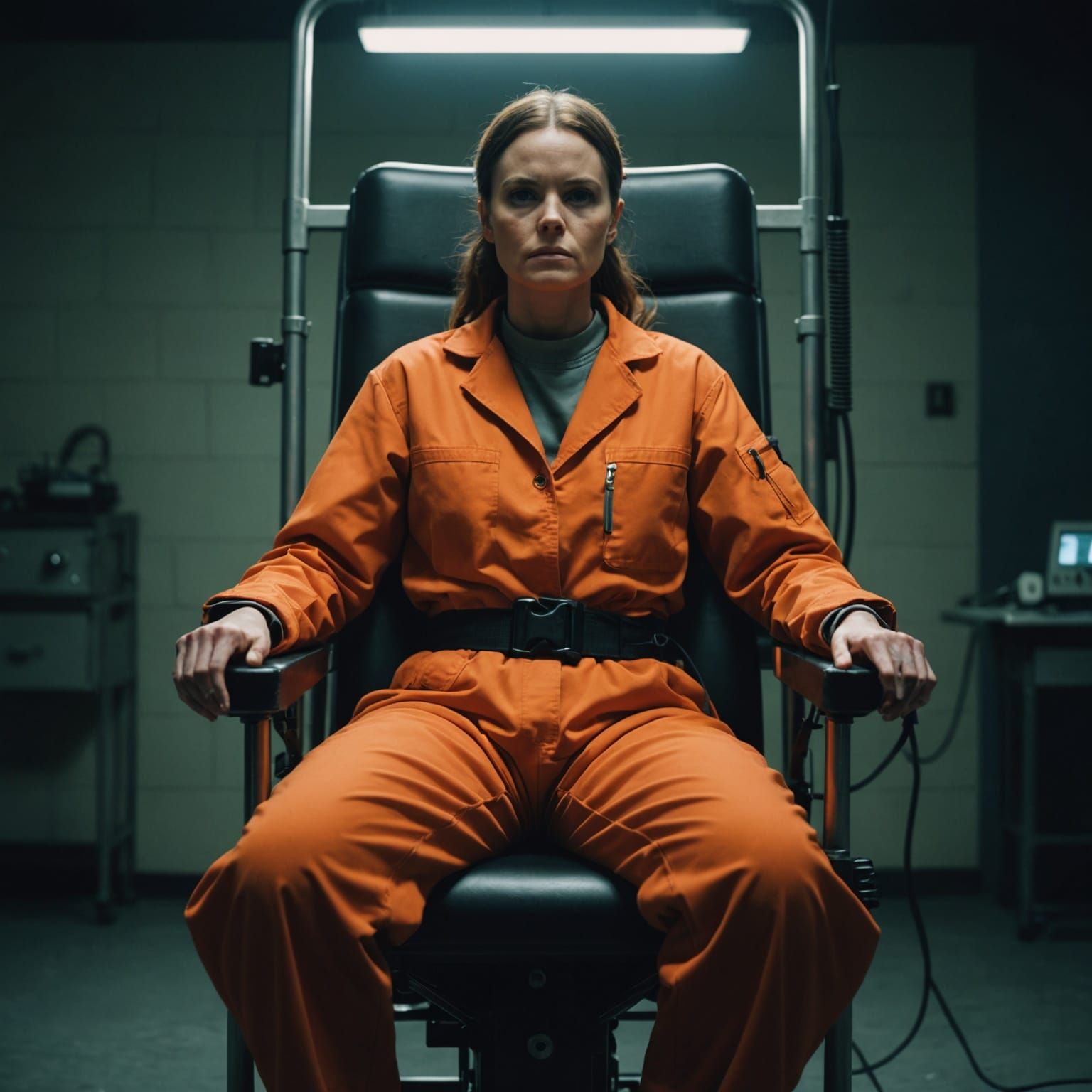 Female Prisoner in Electric Chair: Cinematic Film Still