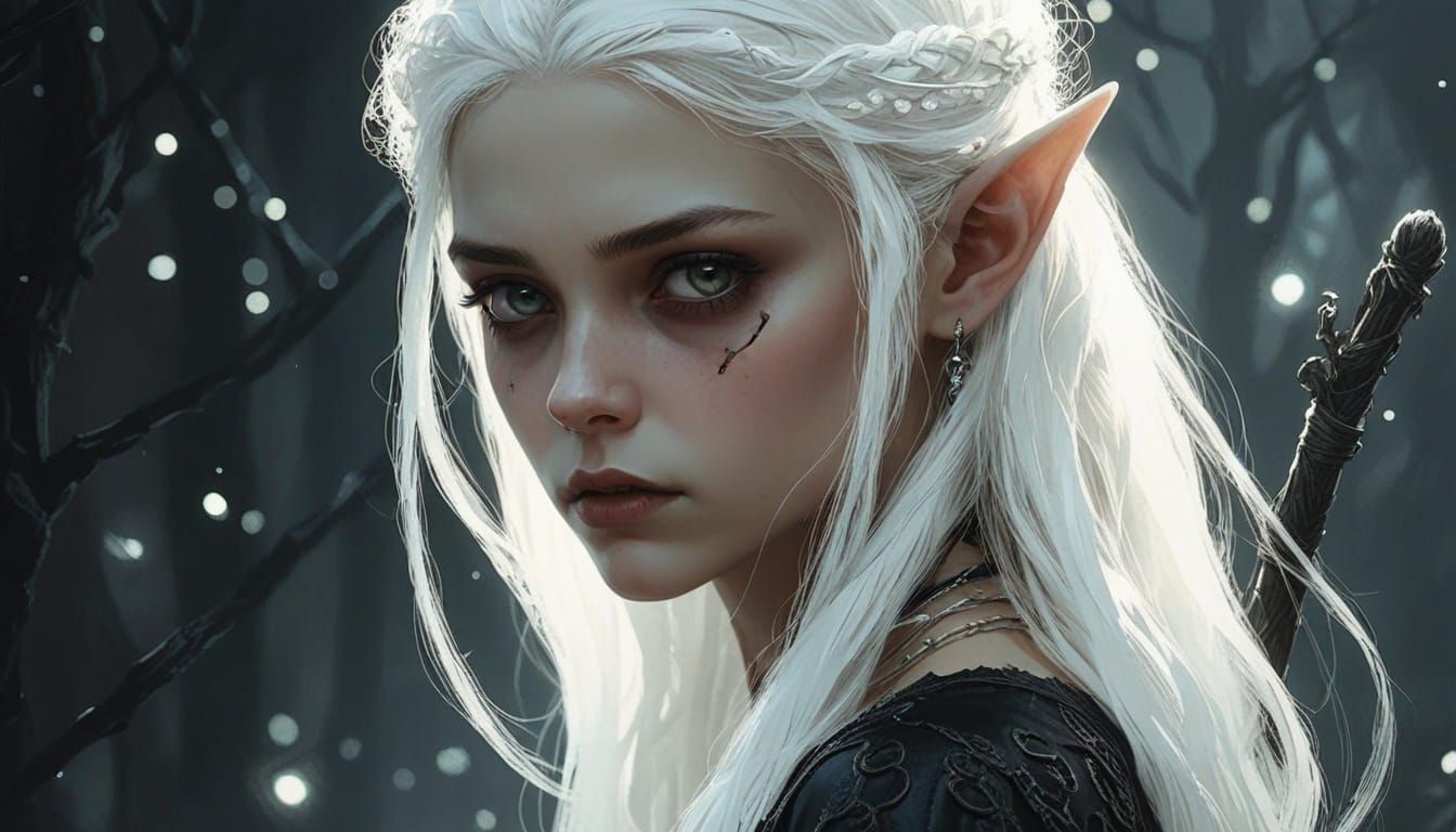 Cute elf girl white hair