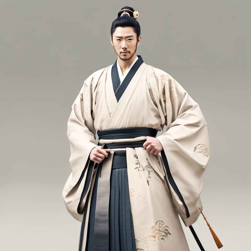 Handsome Man in Ancient Japanese Dress