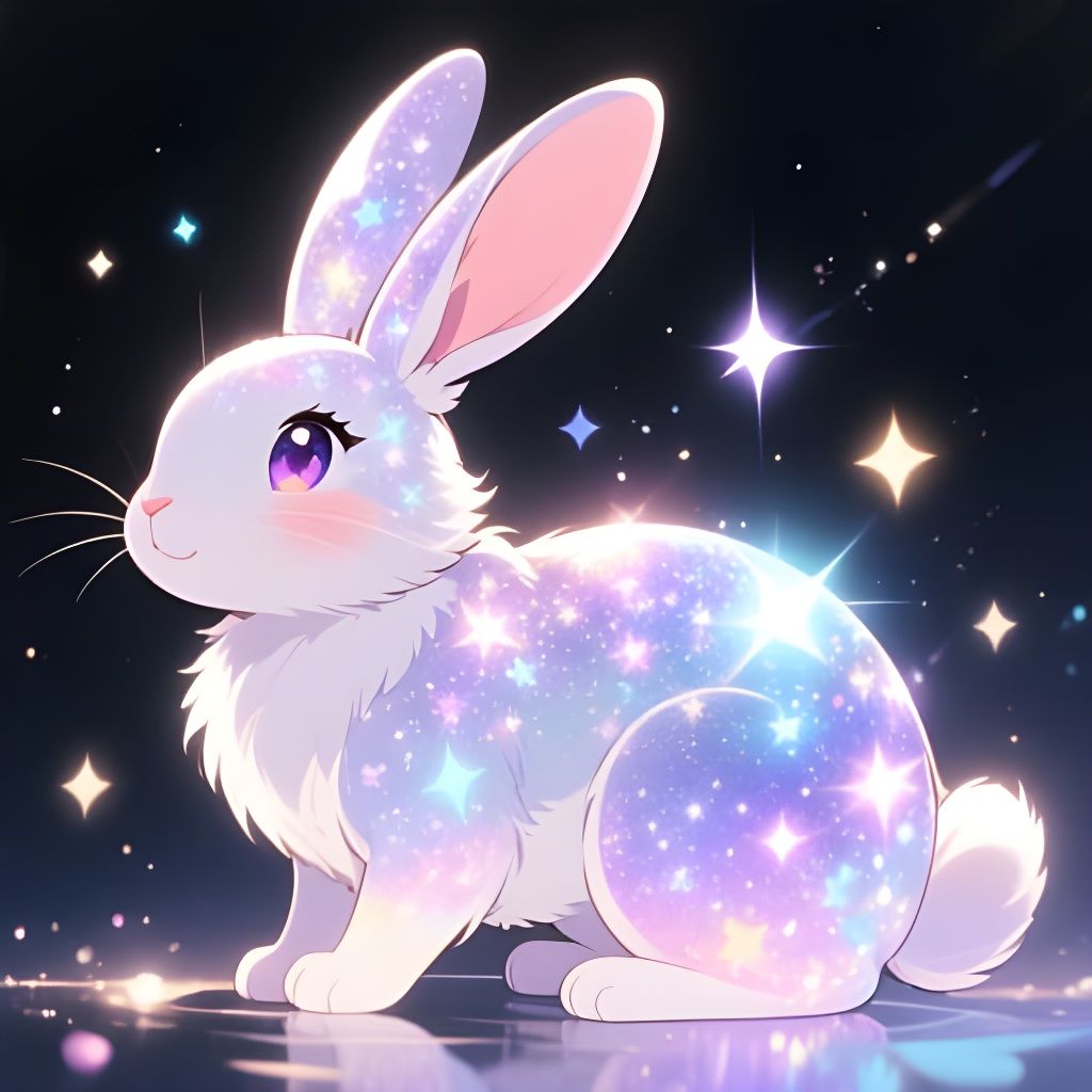 Magical Sparkly Rabbit in Anime Style