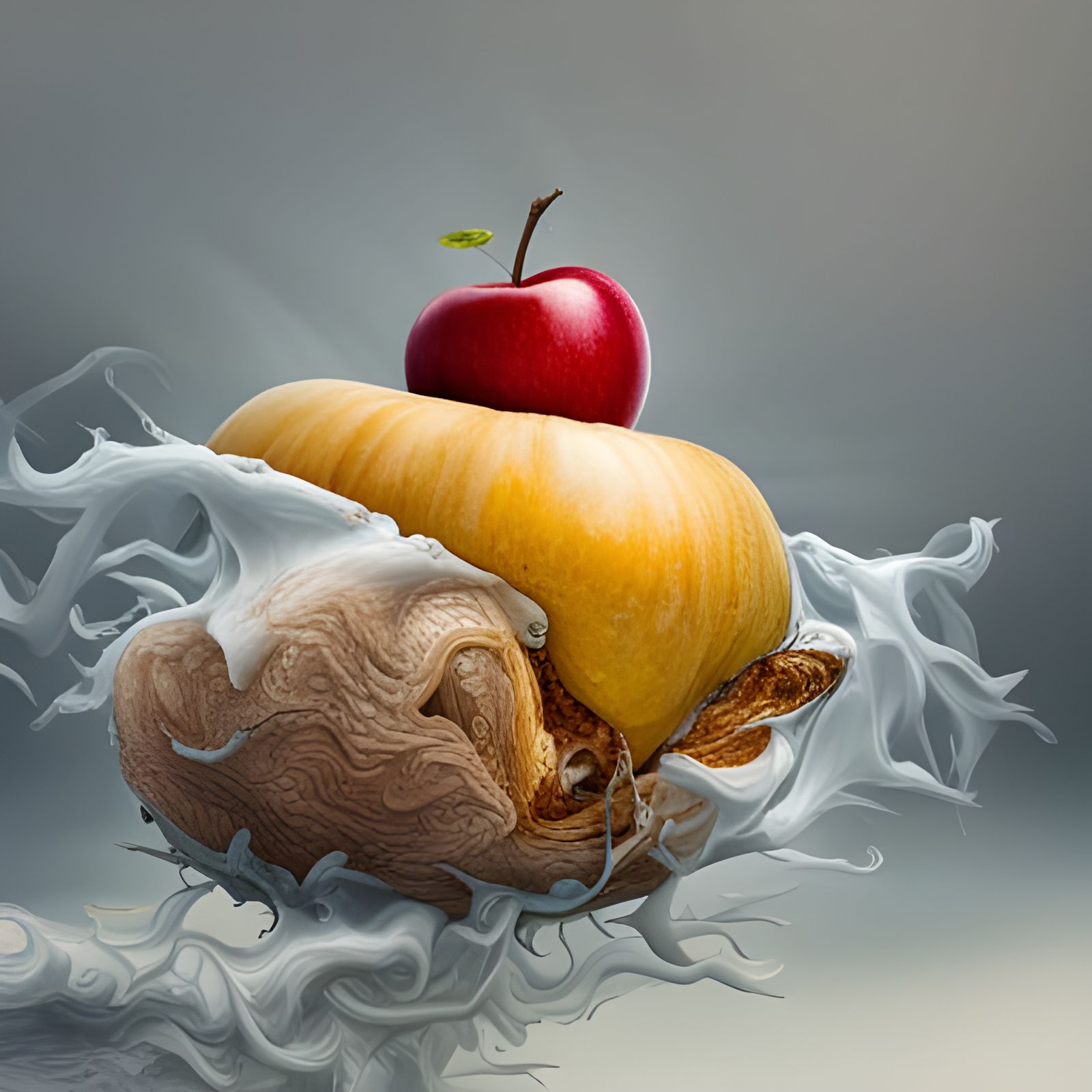 Worm on Apple: Photorealistic Close-Up in 8k