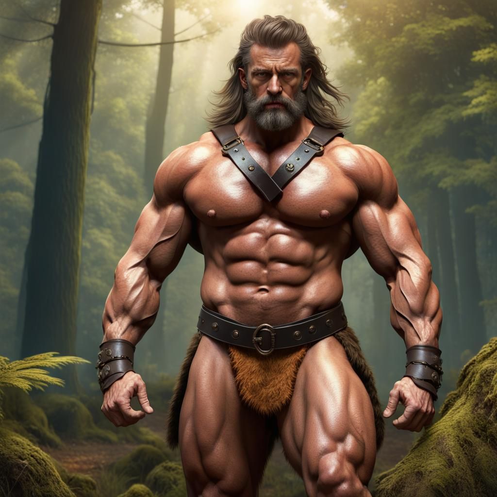 Muscular Forest Hunter in Detailed Matte Painting