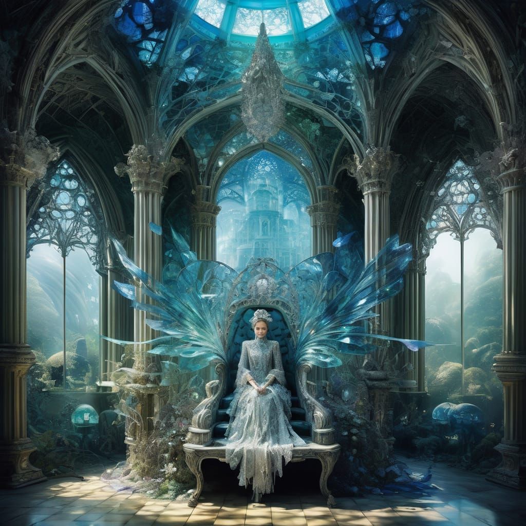 Ethereal Glass Castle in a Dreamy Fantasy Landscape