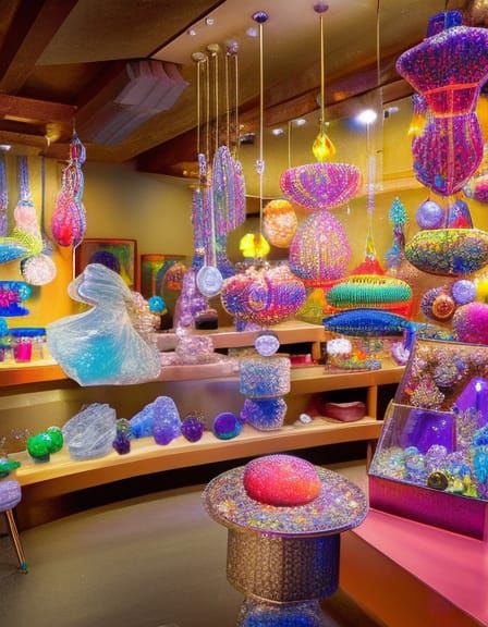 Vibrant Crystal Shop in Ornate Vogue Art Style