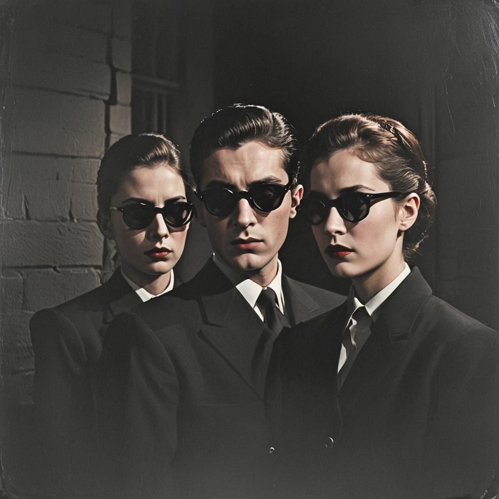 Film Noir Twins in Cinematic Still