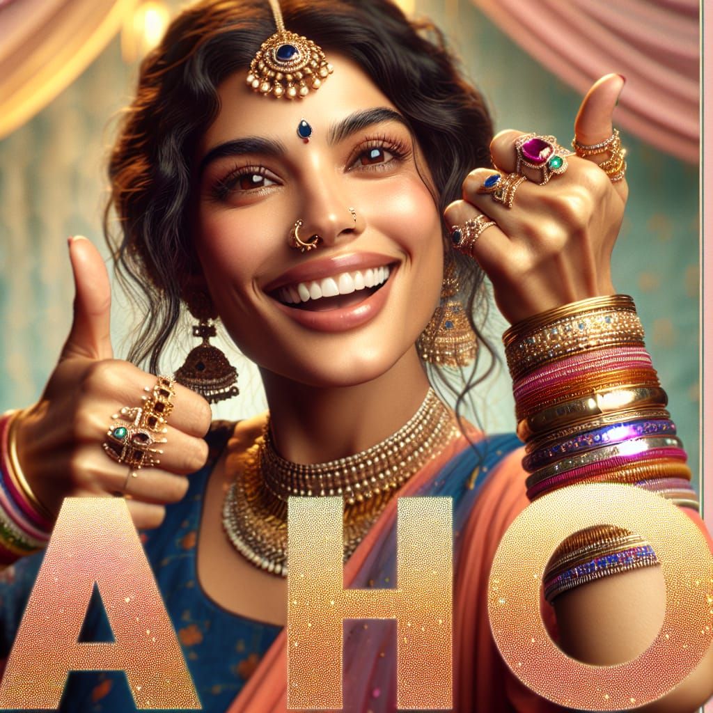 Joyful South Asian Woman in Celebration