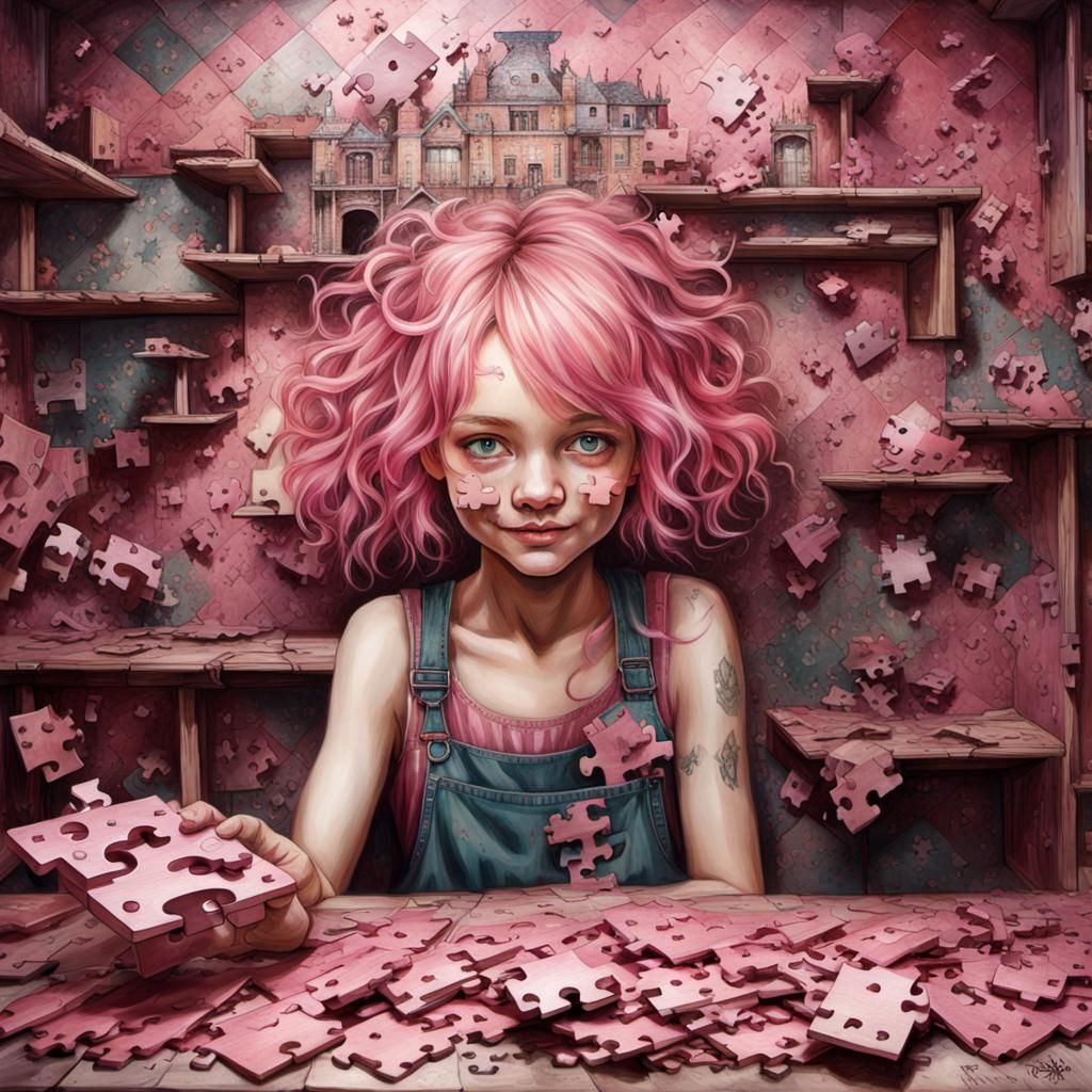 Pink Jigsaw Puzzle girl