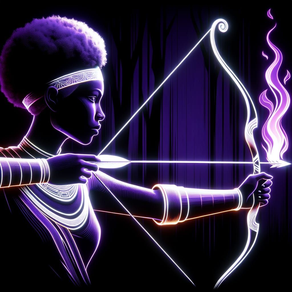 Afro-Caribbean Huntress in Darkness
