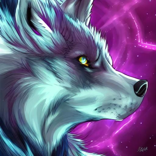 Anime Style Wolf with Purple Energy