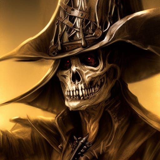 Steampunk Skeleton Pirate Portrait in Dark Fantasy Art