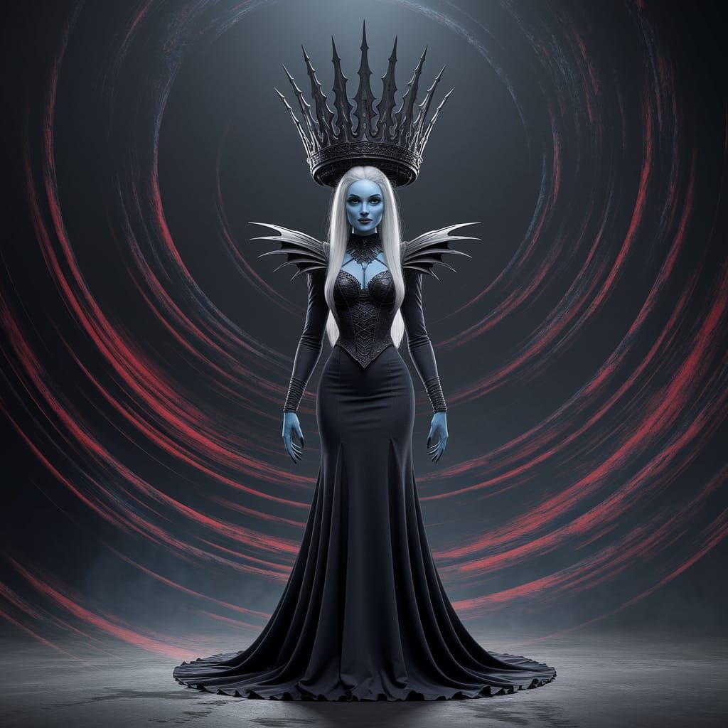 Surreal Gothic Queen Embodies Dark Majesty in Ultrarealistic...