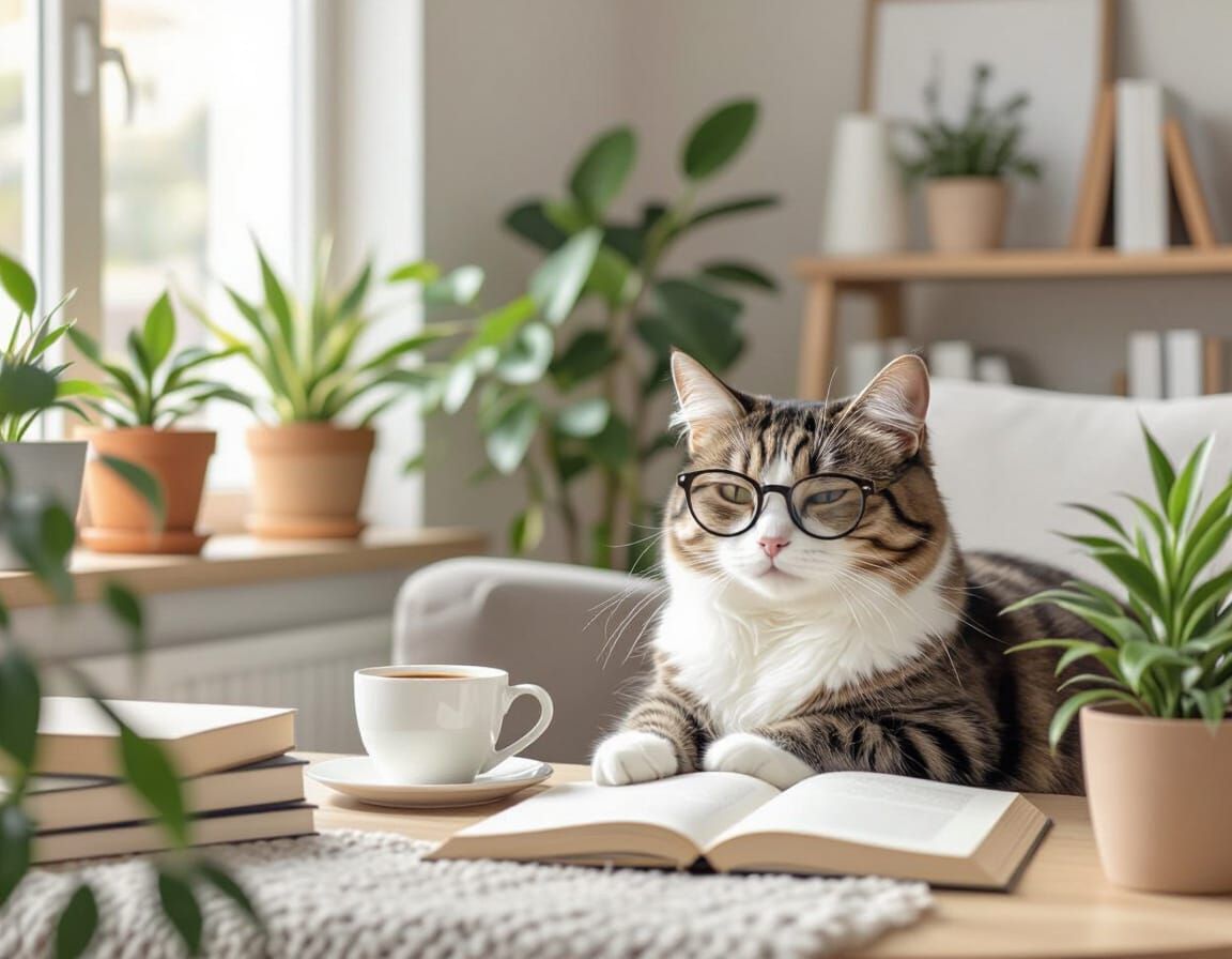 Cozy Millennial Cat Relaxing in Scandinavian Style