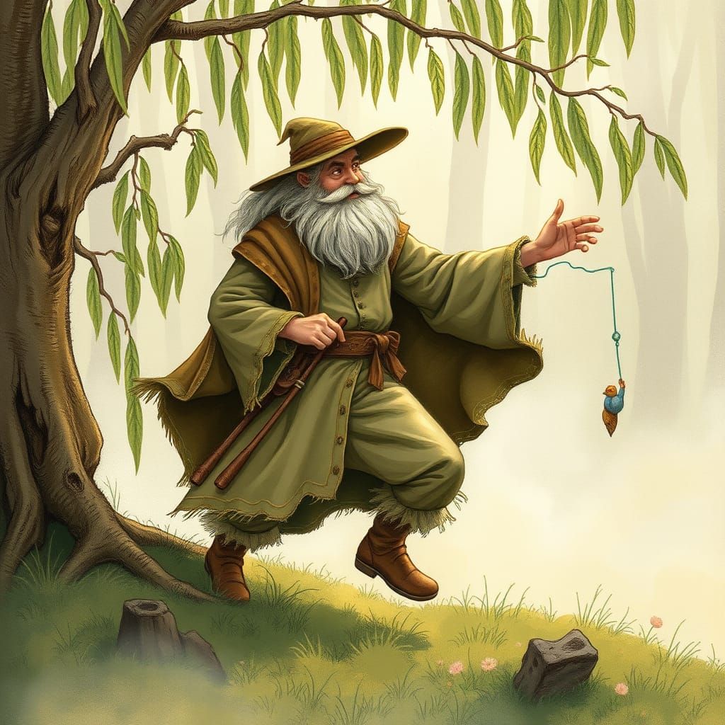 Tom Bombadil in Whimsical Forest Setting