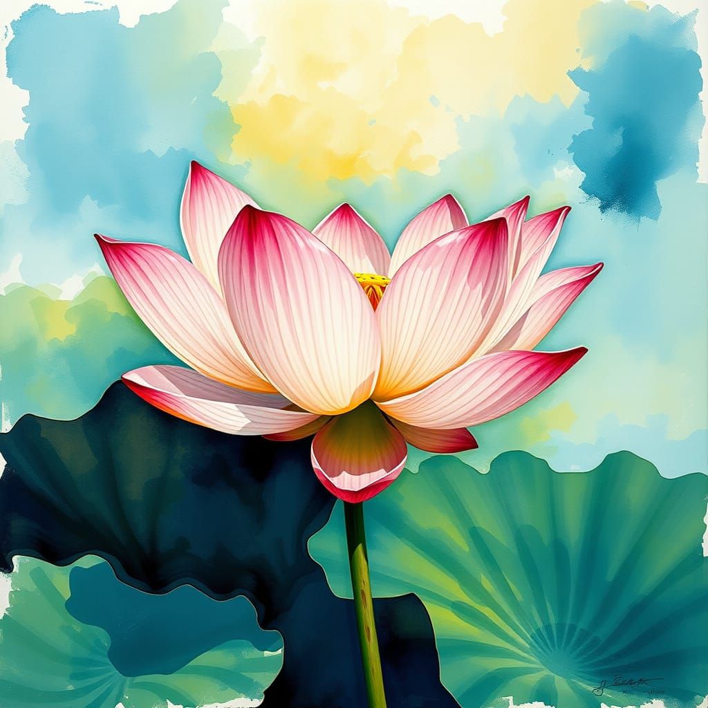 Vibrant Lotus Blooms in Expressive Impressionist Style