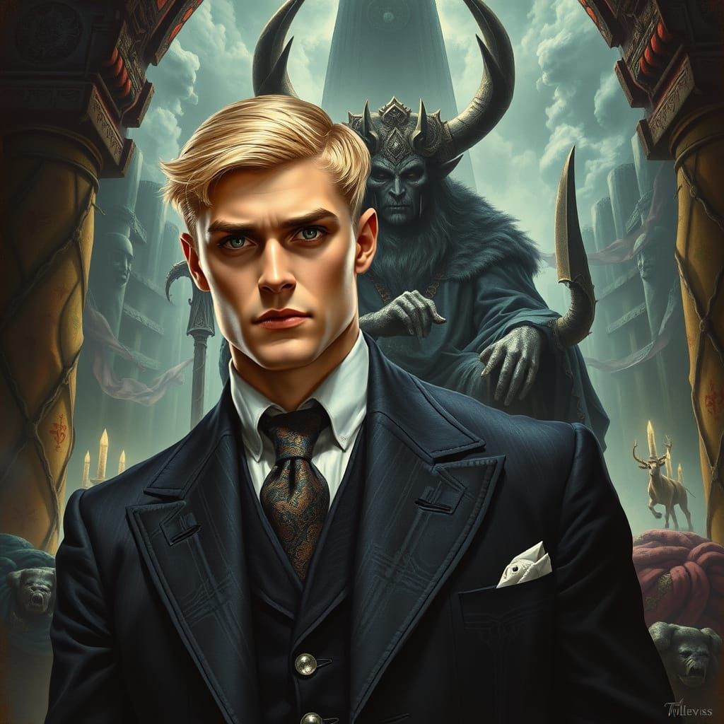 Duke Before Odin in Valhalla: Dark Fantasy Art