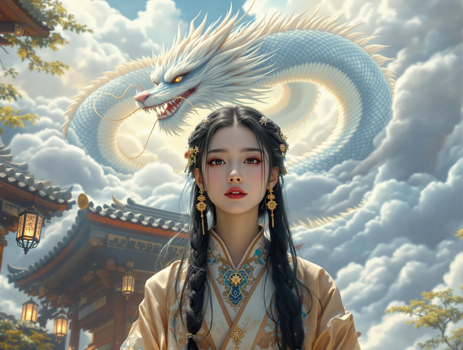 Shrine Maiden with Holographic Dragon