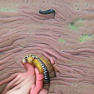 Giant Worm Enjoys a Hand Sandwich