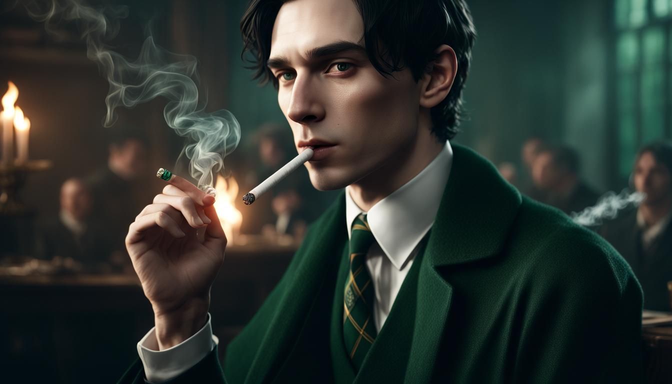 Young Man Smoking at Lavish Party