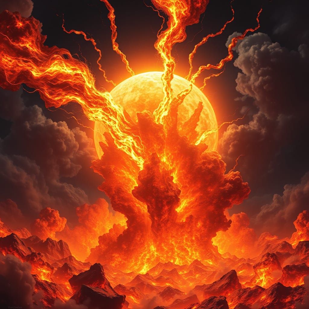 Blazing Solar Inferno in Hyperrealistic Style