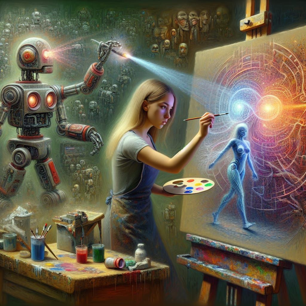 Artist Paints Robot in Impasto and Sketches Portal