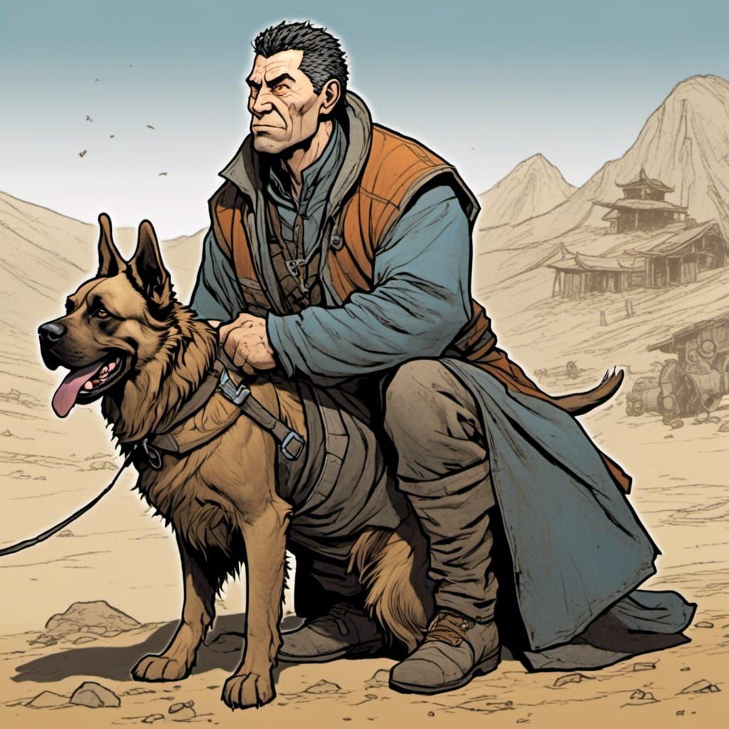 Man and Dog: Detailed Pulp Concept Art