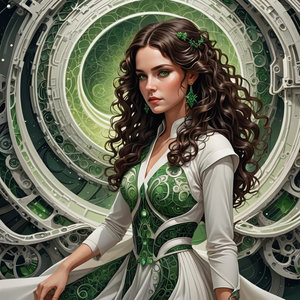 Woman with Dark Hair in Star Wars Hangar