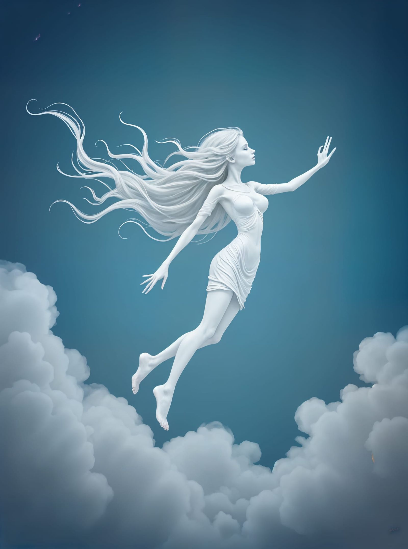 Ethereal Smokey Woman Drifting in the Nether