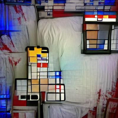 Mondrian-Inspired Geometric Abstract Composition